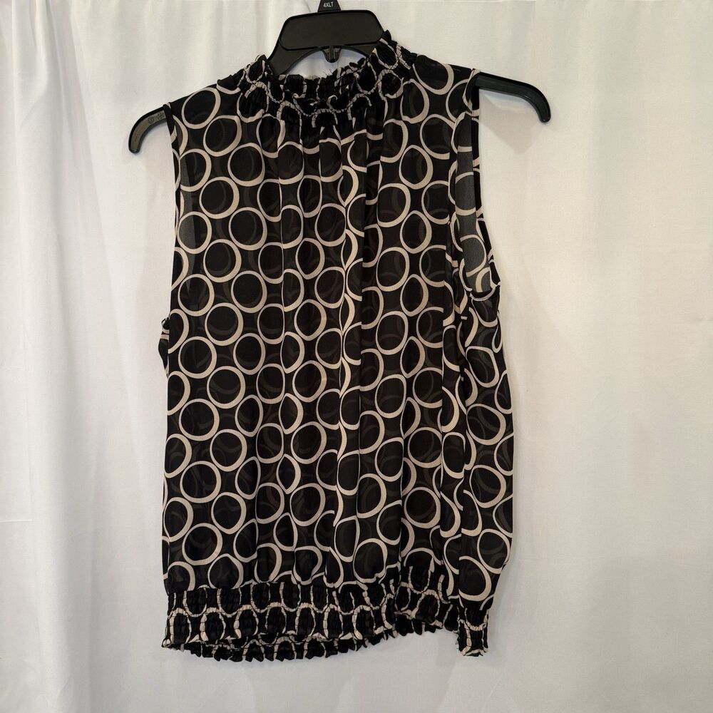 Sere Nade NY Woman Black/Tan Tank Top/ Smocked Waistline Size XL